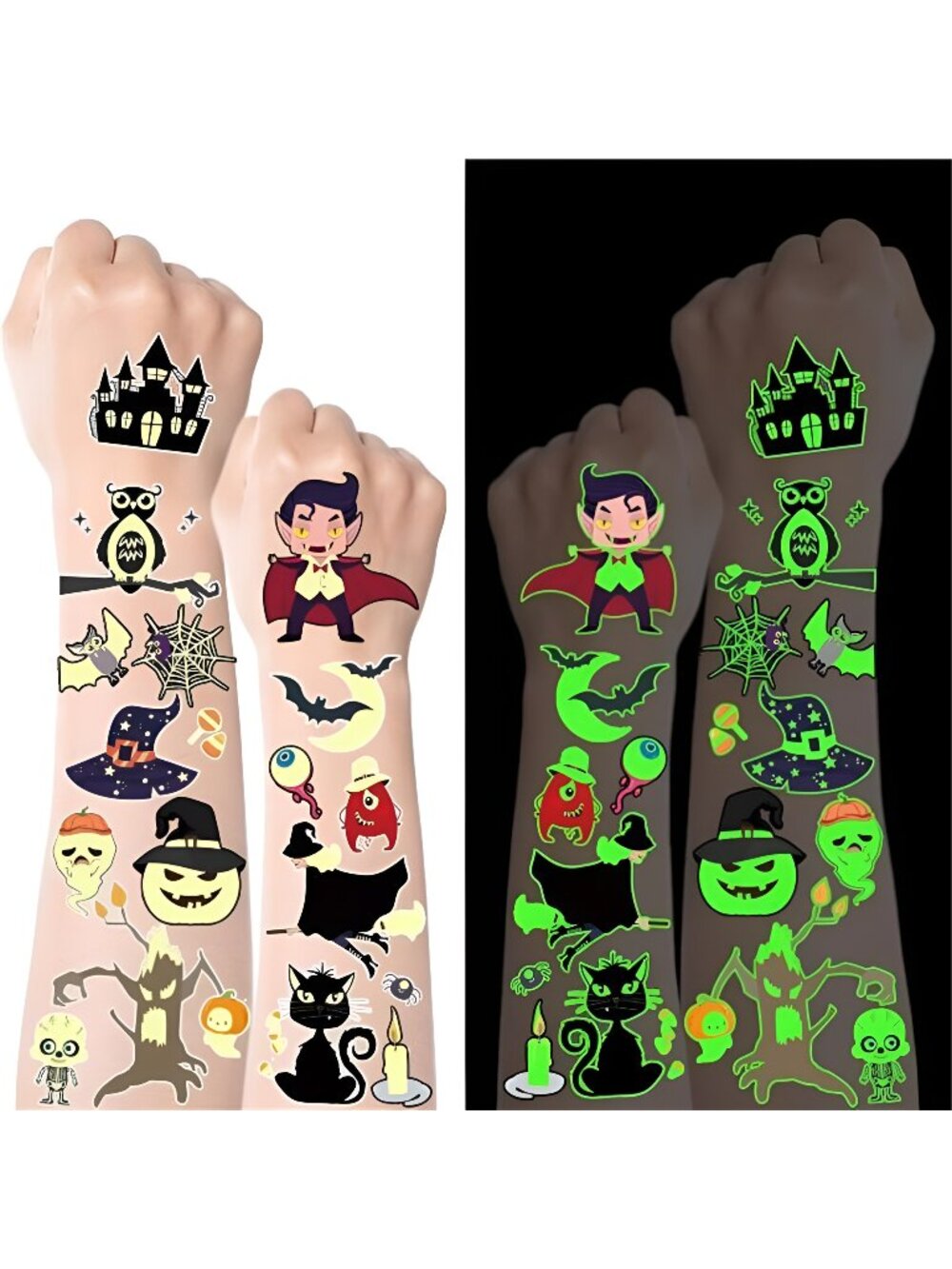 500 Styles Luminous Halloween Tattoos Party Favors for Kids, Halloween